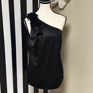 The Limited: Black One Shoulder Bow Top Size M